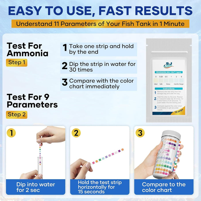 11-in-1 Aquarium Water Test Kit — 950 Tests with Thermometer