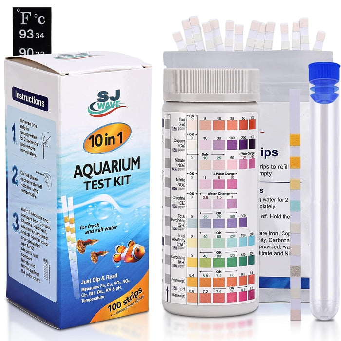 11-in-1 Aquarium Water Test Kit — 950 Tests with Thermometer