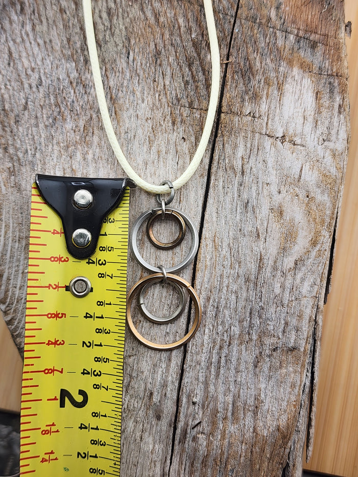 18in Adjuatable Mixed Metal Circle Pendant Necklace - Cream Cord