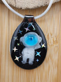 18in Adjustable Astronaut Pendant Necklace in Black and Blue