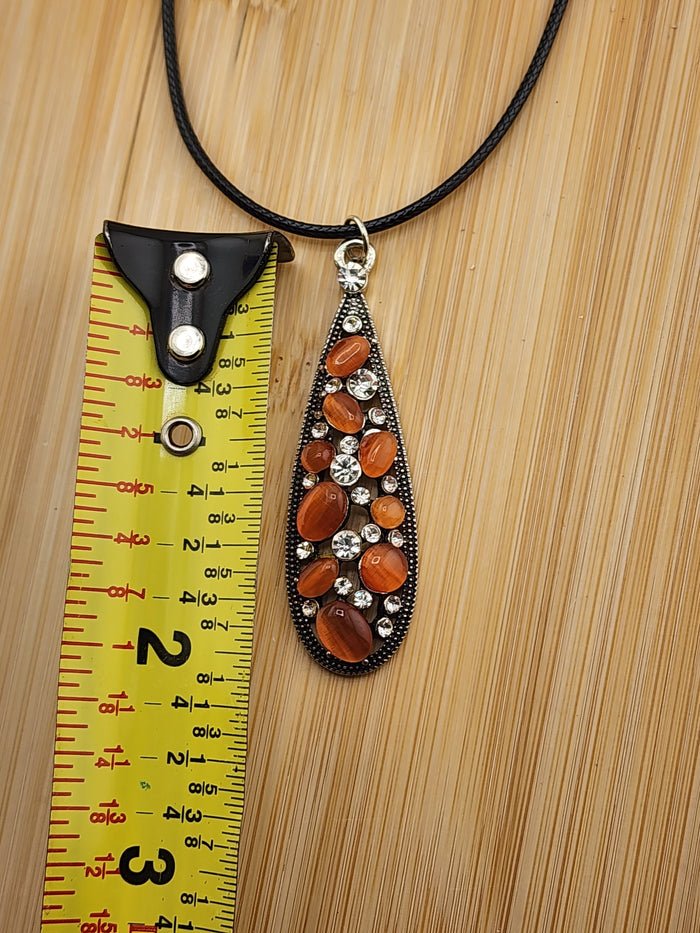 18in Adjustable Elegant Brown Teardrop Pendant Necklace - Women Jewelry