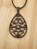18in Adjustable Elegant Teardrop Filigree Pendant Necklace - Bronze