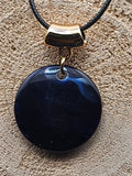 18in Adjustable Gold-Accent Blue Round Pendant Necklace