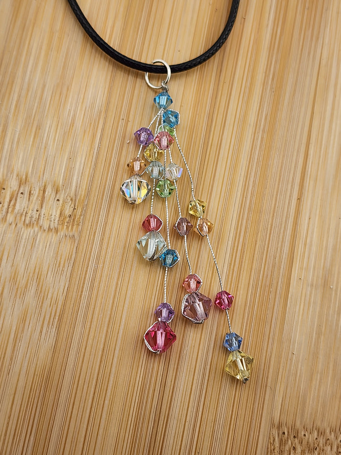 18in Adjustable Multicolor Crystal Dangle Necklace - Women Jewelry