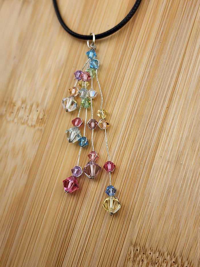 18in Adjustable Multicolor Crystal Dangle Necklace - Women Jewelry