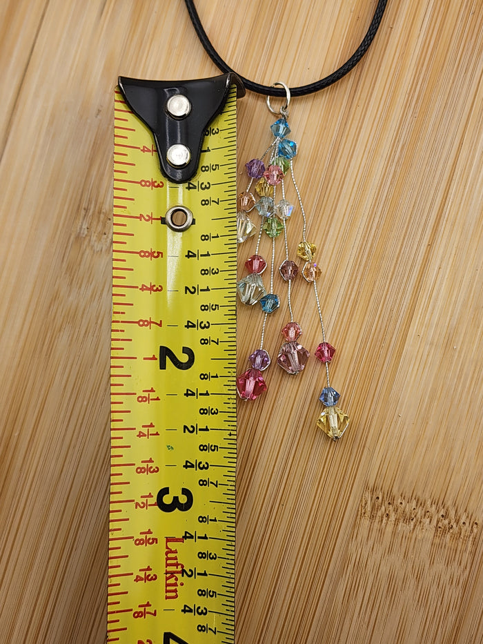 18in Adjustable Multicolor Crystal Dangle Necklace - Women Jewelry