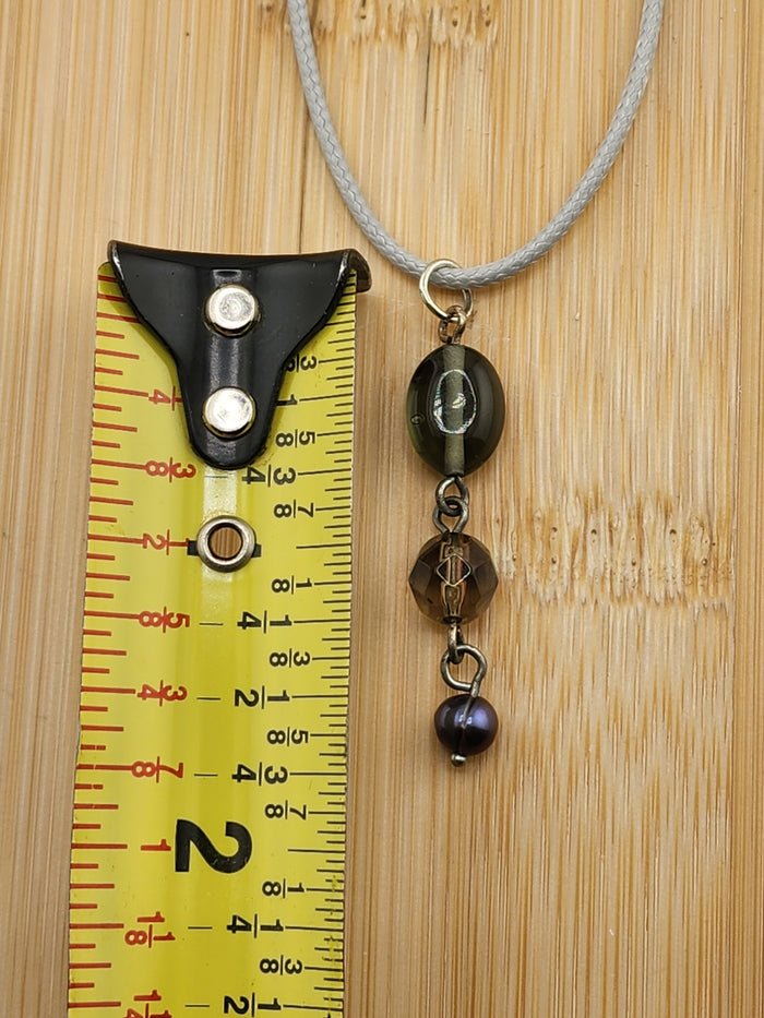 18in Adjustable Smoky Acrylic Glass Bead Drop Pendant Necklace - Elegant Grey