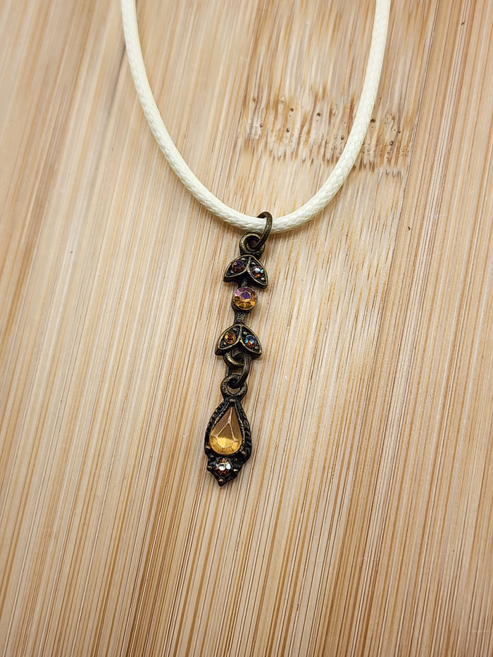 18in Adjustable Vintage-Style Amber Teardrop Pendant Necklace - Women Jewelry