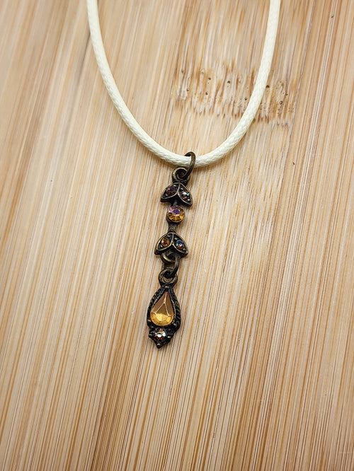 18in Adjustable Vintage-Style Amber Teardrop Pendant Necklace - Women Jewelry