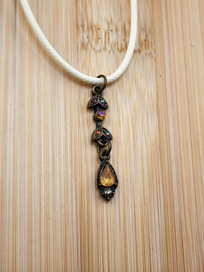 18in Adjustable Vintage-Style Amber Teardrop Pendant Necklace - Women Jewelry