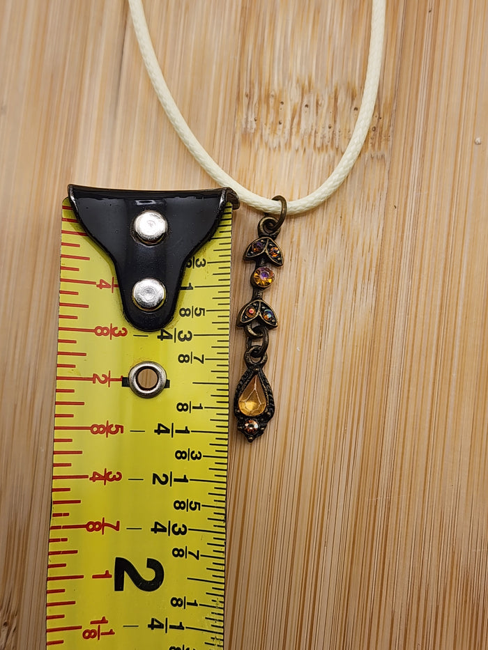 18in Adjustable Vintage-Style Amber Teardrop Pendant Necklace - Women Jewelry