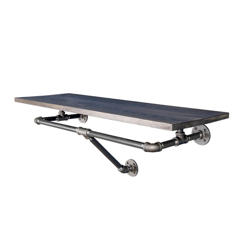 24 in. Boulder Black Wall Mounted Clothing Rack with Wood Shelf
