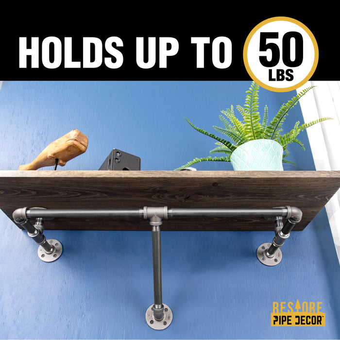 24 in. Boulder Black Wall Mounted Clothing Rack with Wood Shelf