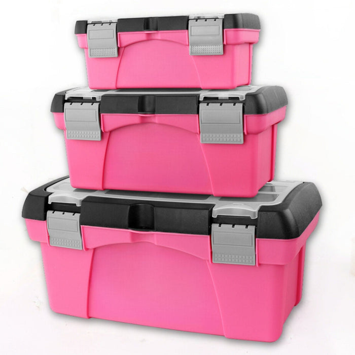 3-Piece Stackable Tool Box Set – Pink