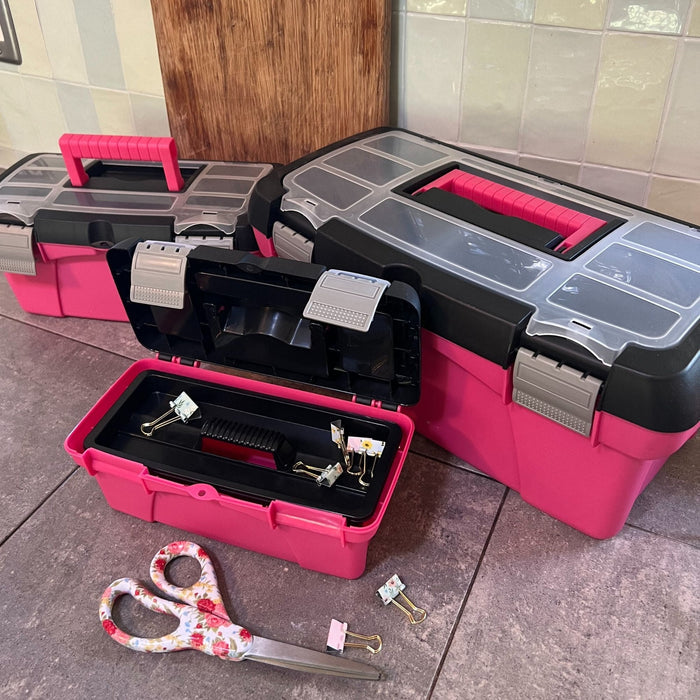 3-Piece Stackable Tool Box Set – Pink