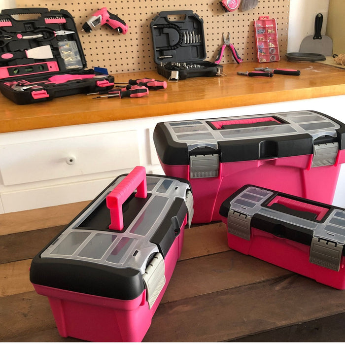 3-Piece Stackable Tool Box Set – Pink