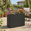 32" PE Rattan Raised Garden Bed with Liner