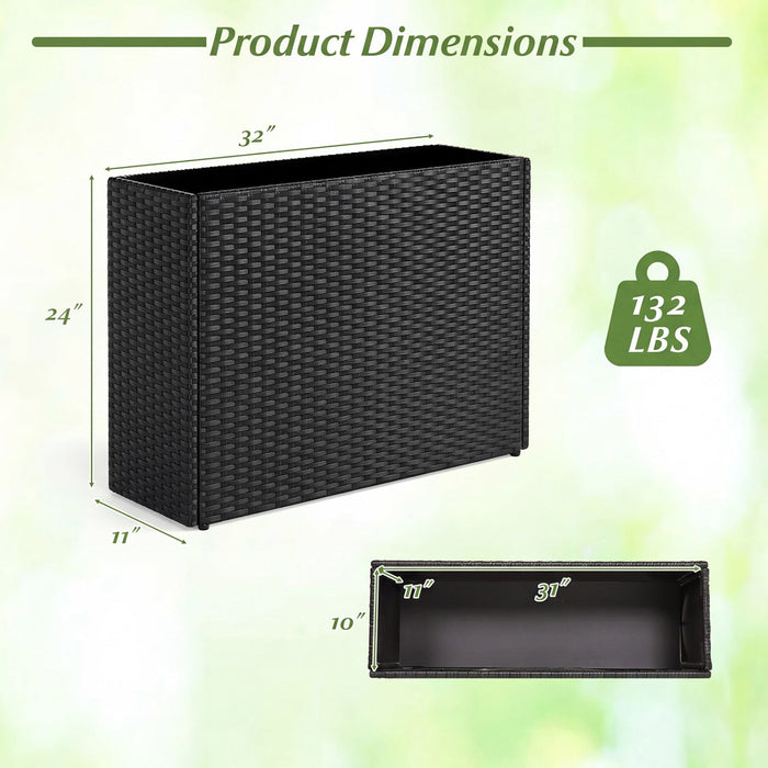 32" PE Rattan Raised Garden Bed with Liner