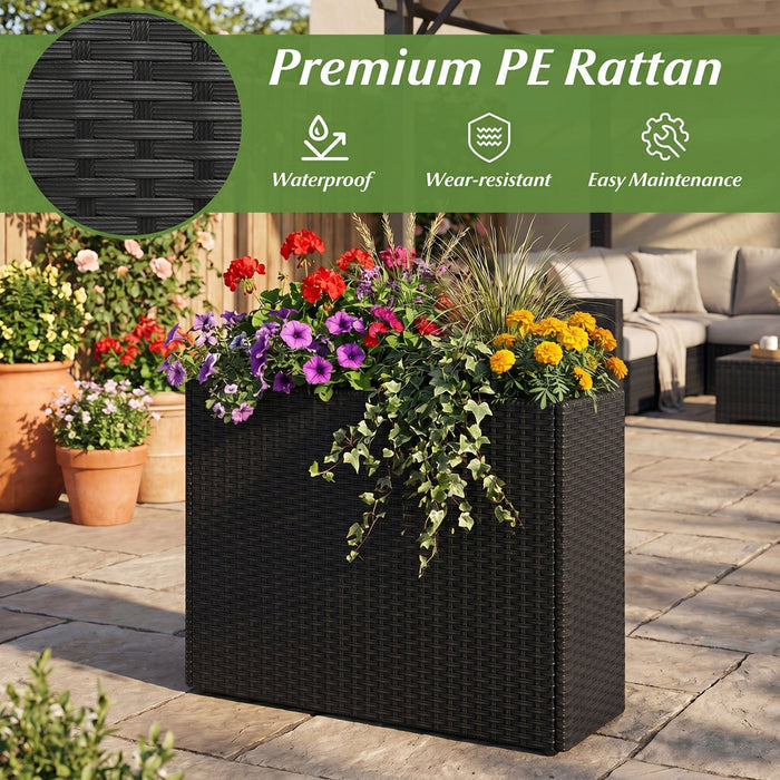 32" PE Rattan Raised Garden Bed with Liner