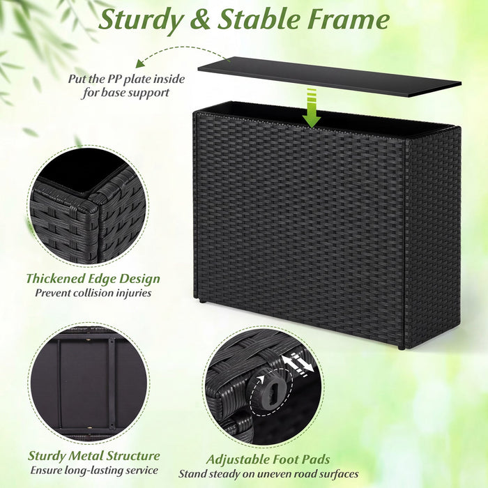 32" PE Rattan Raised Garden Bed with Liner