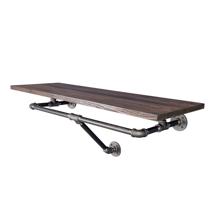 36 in. Wall Mounted Clothing Rack with Wood Shelf