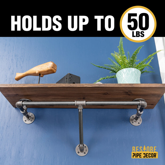 36 in. Wall Mounted Clothing Rack with Wood Shelf