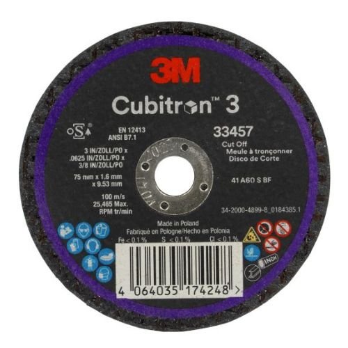 3m Cubitron 33457 Cut off Wheel | 3" x 1/16" x 3/8" | Pack of 5 - 33457 - Eagle National Supply