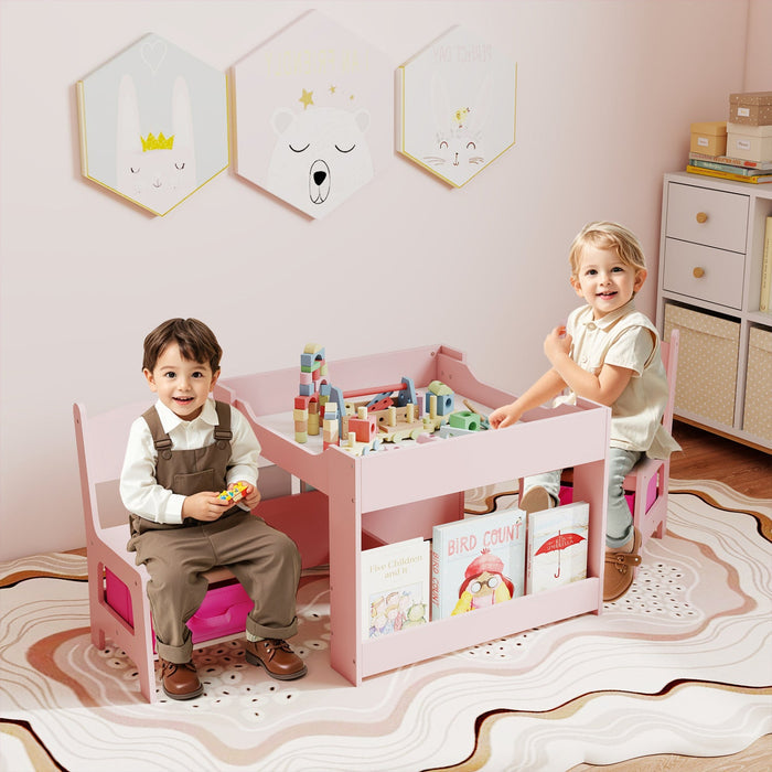 4-in-1 Kids Activity Table & 2 Chairs Set