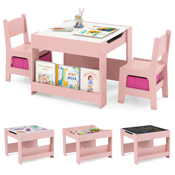 4-in-1 Kids Activity Table & 2 Chairs Set