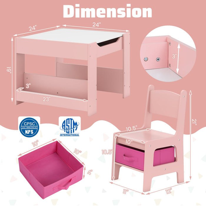 4-in-1 Kids Activity Table & 2 Chairs Set