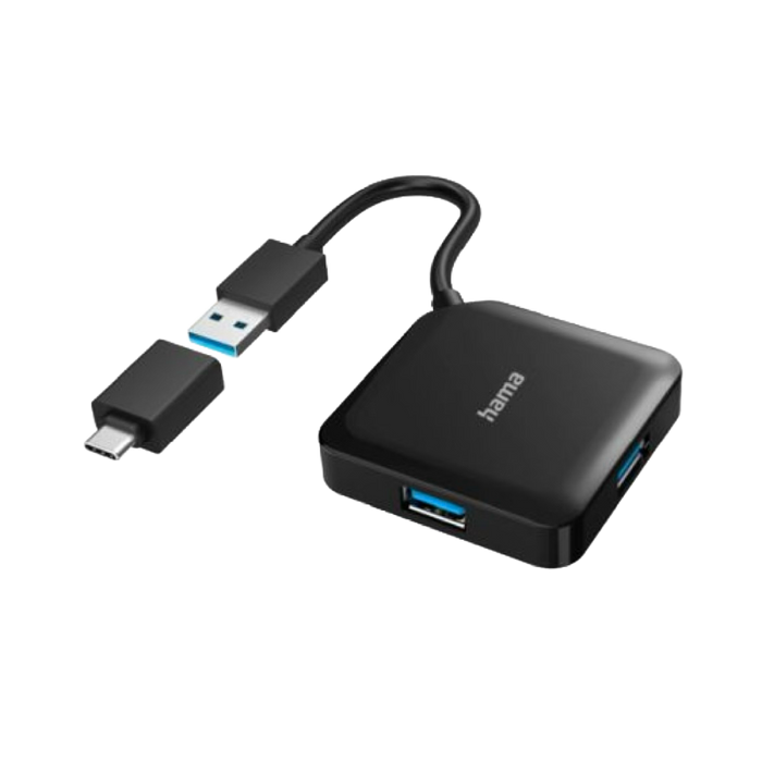 4-Port USB 3.2 Gen 1 Hub USB Powered USB-A w/ USB-C Adapter