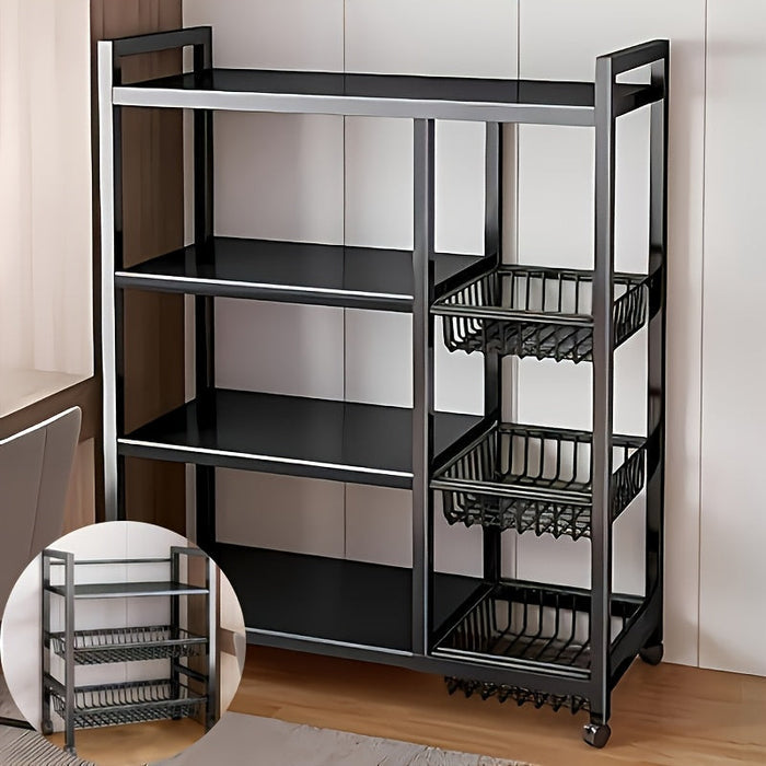 4-Tier Rolling Metal Storage Rack with Side Baskets