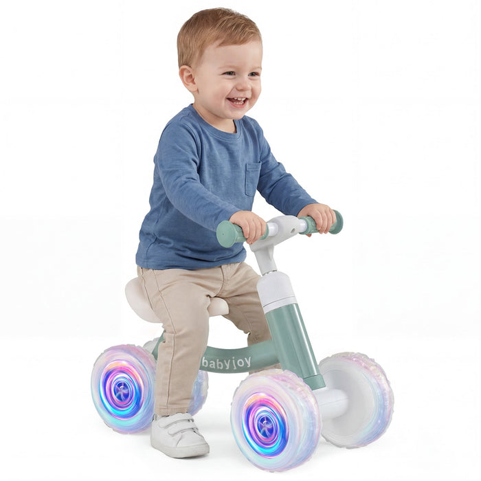 4-Wheel Baby Balance Bike with Light-Up Wheels