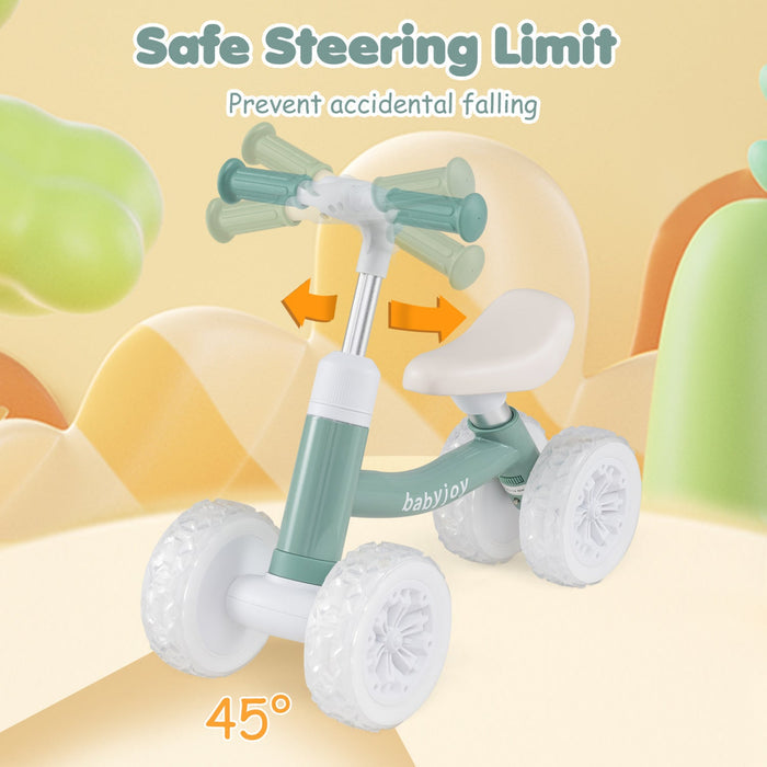 4-Wheel Baby Balance Bike with Light-Up Wheels