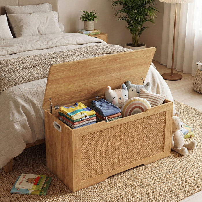 40" Rattan Kids Toy Box & Storage Bench