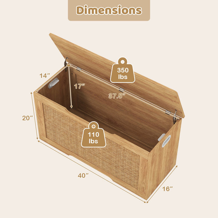 40" Rattan Kids Toy Box & Storage Bench