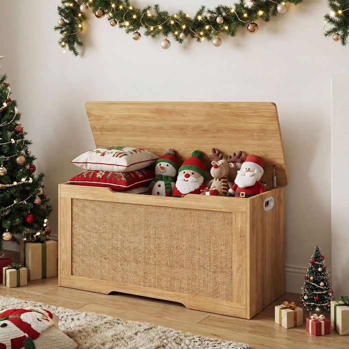 40" Rattan Kids Toy Box & Storage Bench