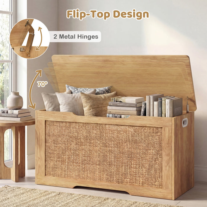 40" Rattan Kids Toy Box & Storage Bench