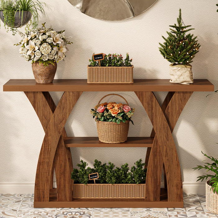 55" Rustic Console Table – 3-Tier Storage