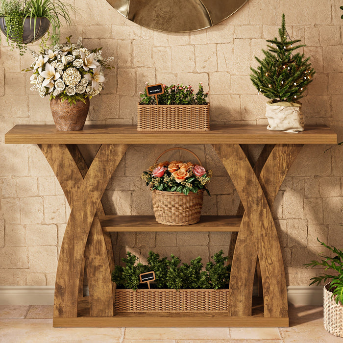 55" Rustic Console Table – 3-Tier Storage