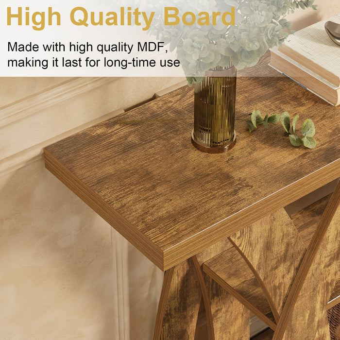 55" Rustic Console Table – 3-Tier Storage