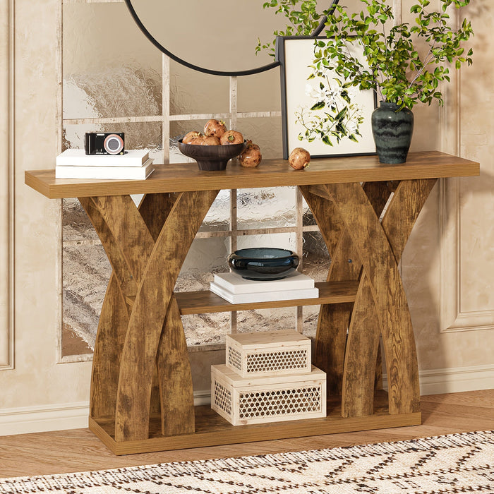 55" Rustic Console Table – 3-Tier Storage
