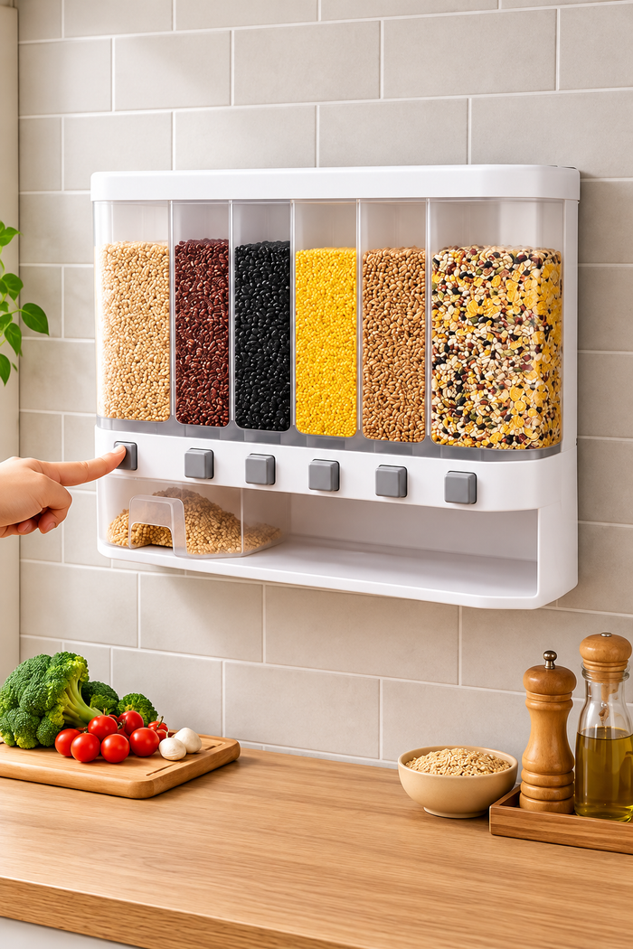 6-Section Rice & Dal Storage Dispenser