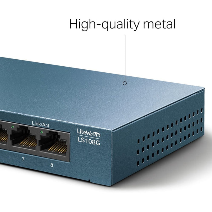 8-Port Gigabit Desktop Switch Plug & Play Compact Metal