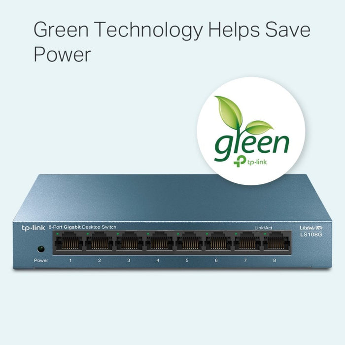 8-Port Gigabit Desktop Switch Plug & Play Compact Metal