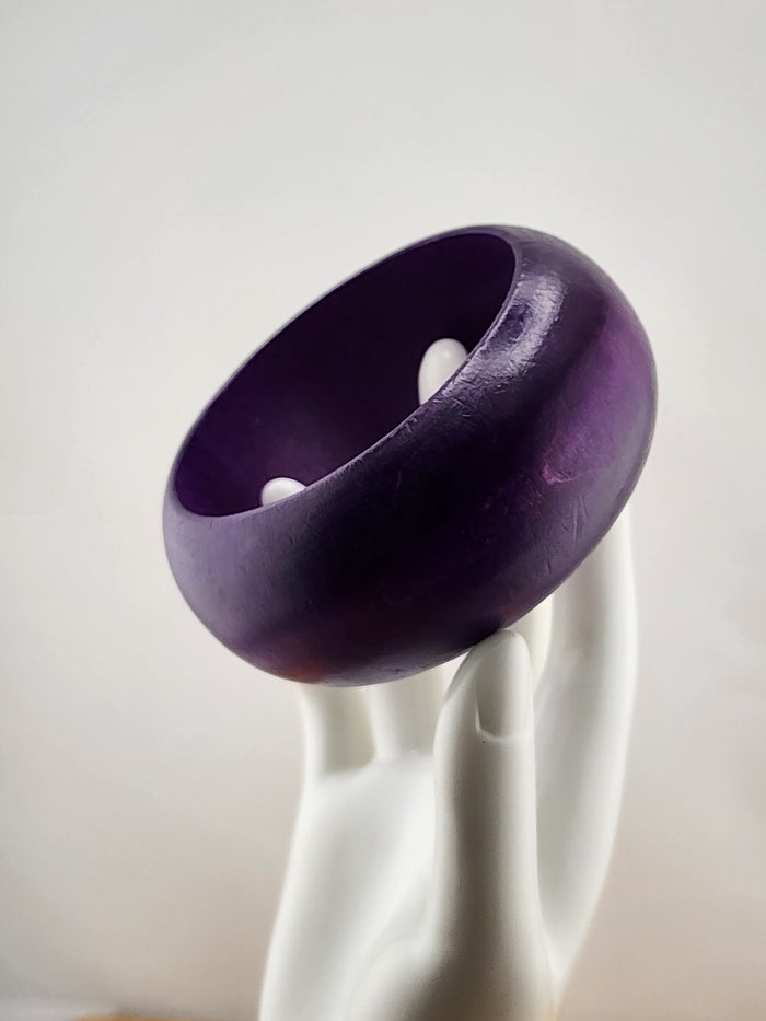 8.25in Purple Wood Bangle Bracelet 0538