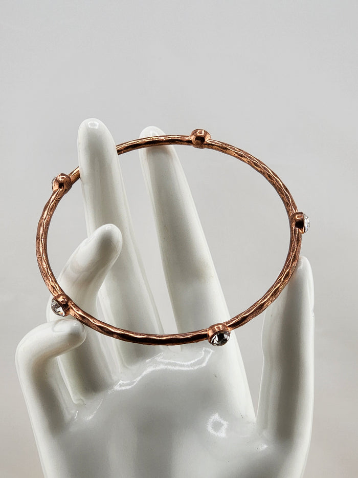 8.25in Rose Gold Tone Crystal Accent Bangle Bracelet 0539
