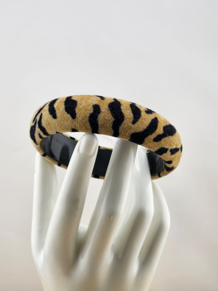 8in Leopard Print Padded Headband - Tan and Black 0520