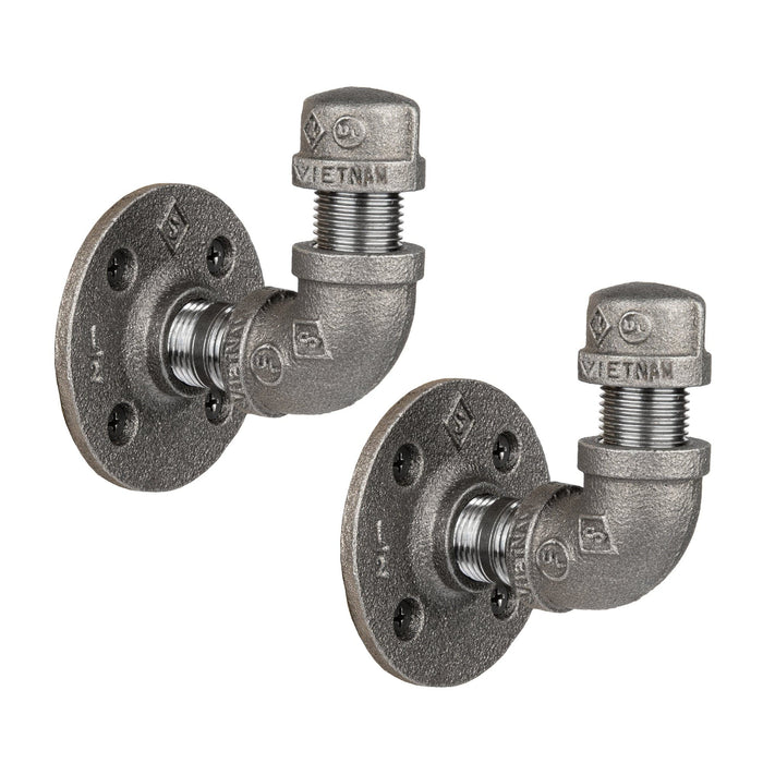 90 Degree Elbow Industrial Pipe Wall Hook Kit (2-Pack)