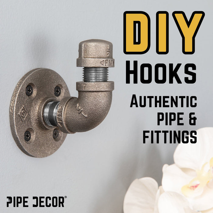 90 Degree Elbow Industrial Pipe Wall Hook Kit (2-Pack)